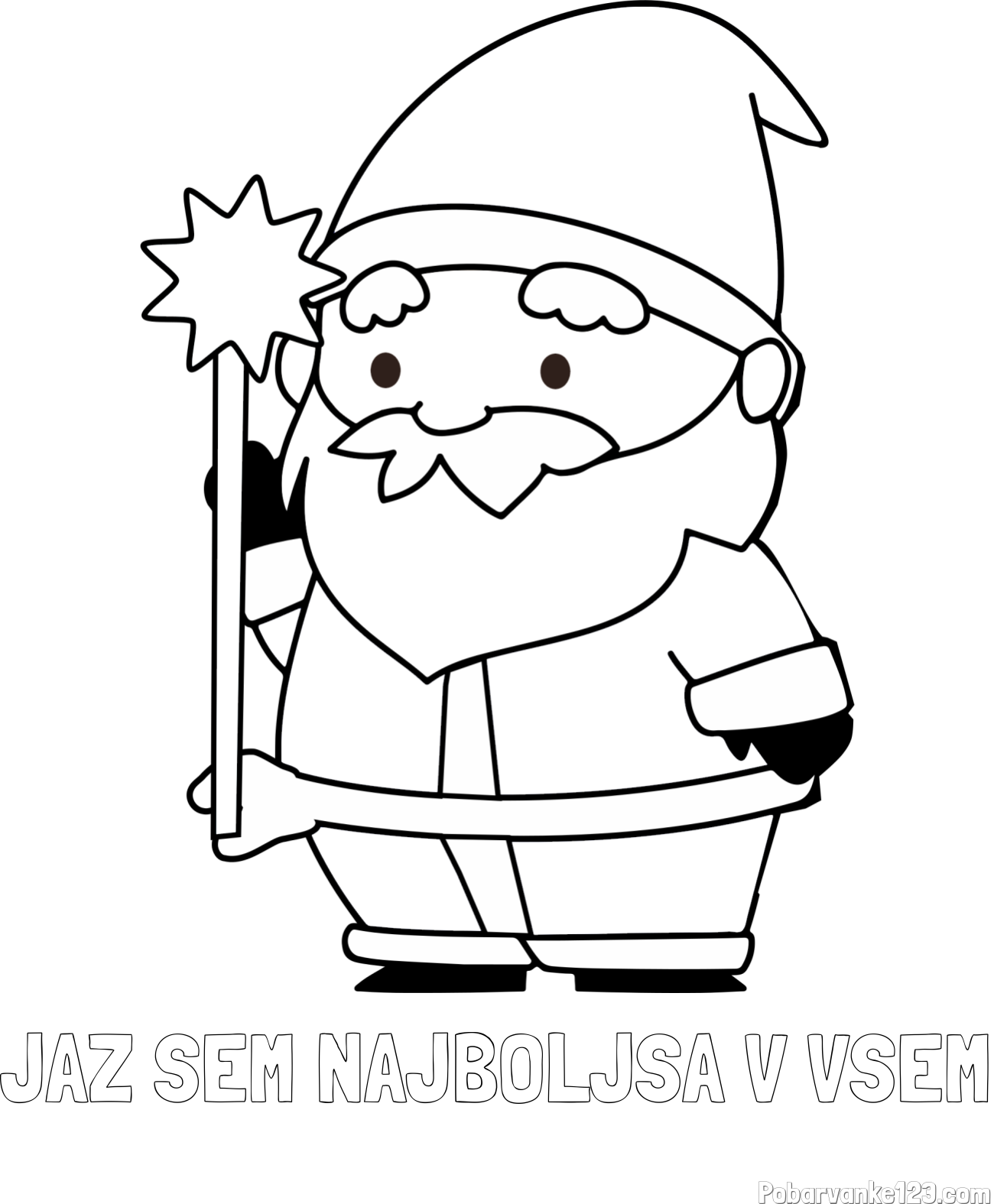 Pobarvanka imena JAZ SEM NAJBOLJSA V VSEM in dedek Mraz