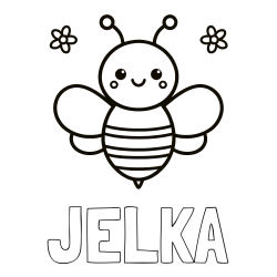 Pobarvanka imena JELKA in otroška pobarvanka čebele
