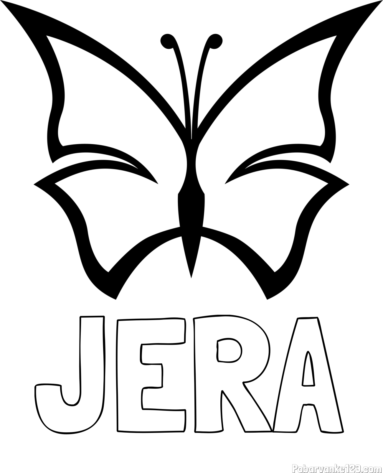 Pobarvanka imena JERA in otroška pobarvanka metulja