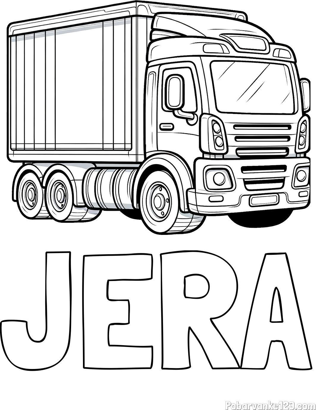 Pobarvanka imena JERA in pobarvanka velikega tovornjaka