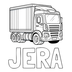 Online izdelana pobarvanka - Pobarvanka imena JERA in pobarvanka velikega tovornjaka