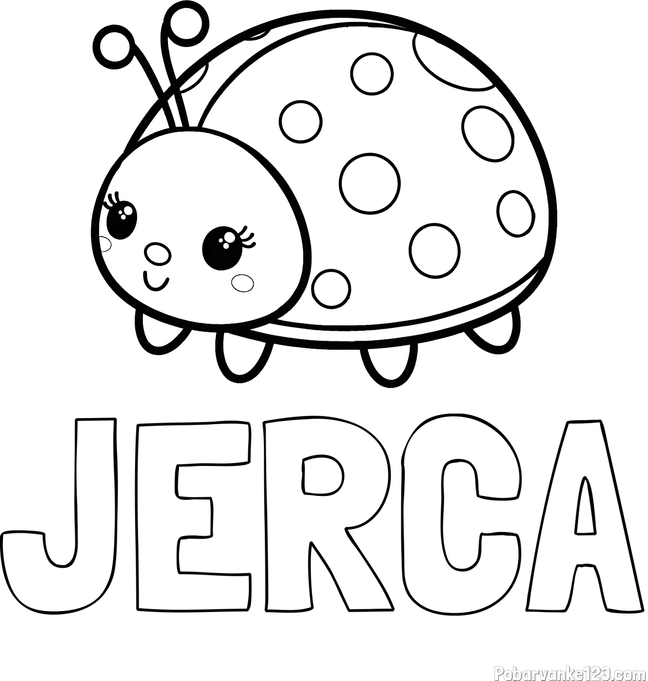 Pobarvanka imena JERCA in pobarvanka ljubke pikapolonice