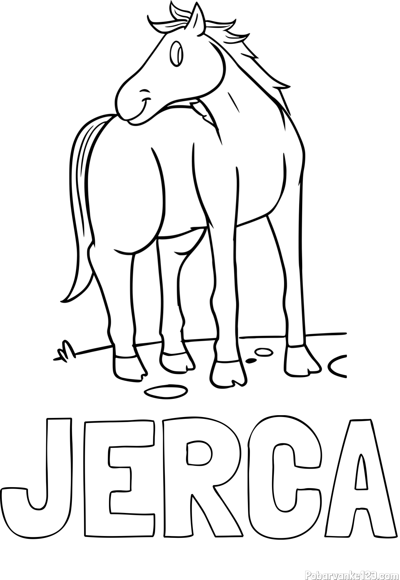 Pobarvanka imena JERCA in pobarvanka prikupnega konjička