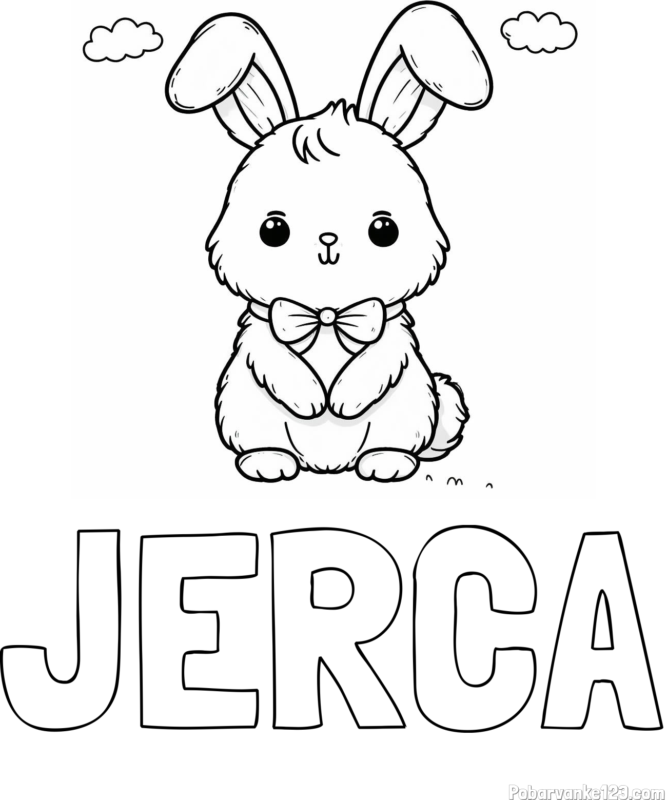Pobarvanka imena JERCA in pobarvanka prikupnega zajčka