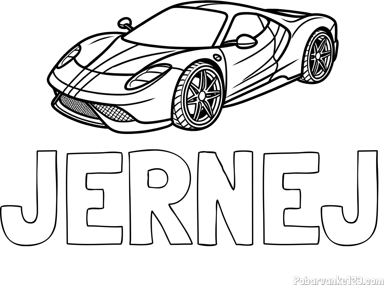 Pobarvanka imena JERNEJ in pobarvanka dirkalnega avtomobila