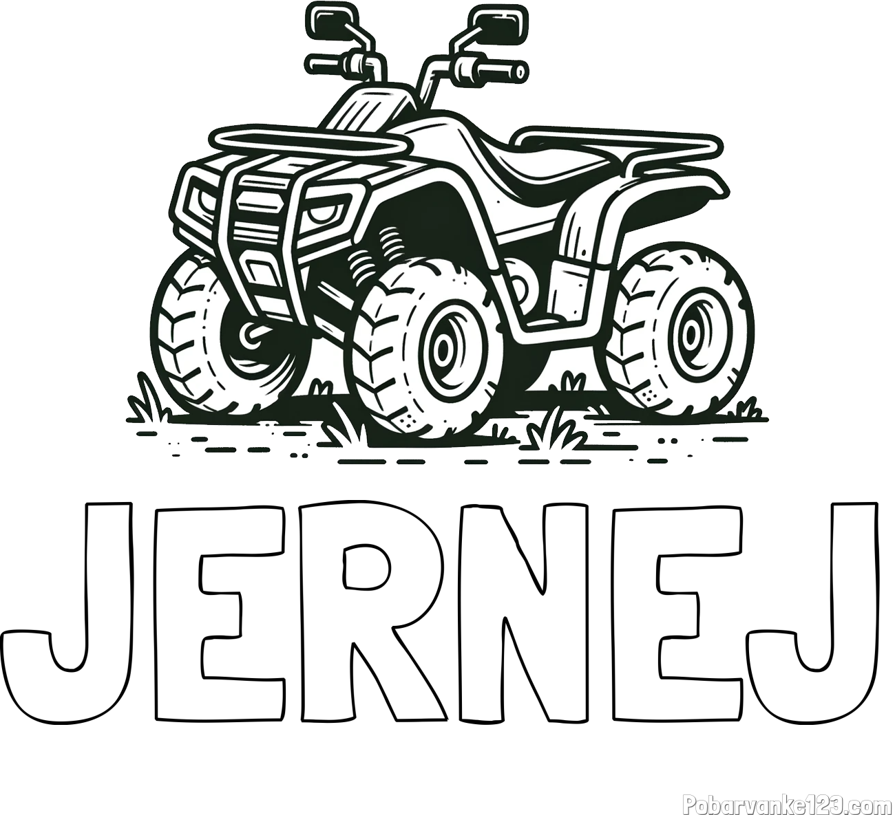 Pobarvanka imena JERNEJ in pobarvanka štirikolesnika