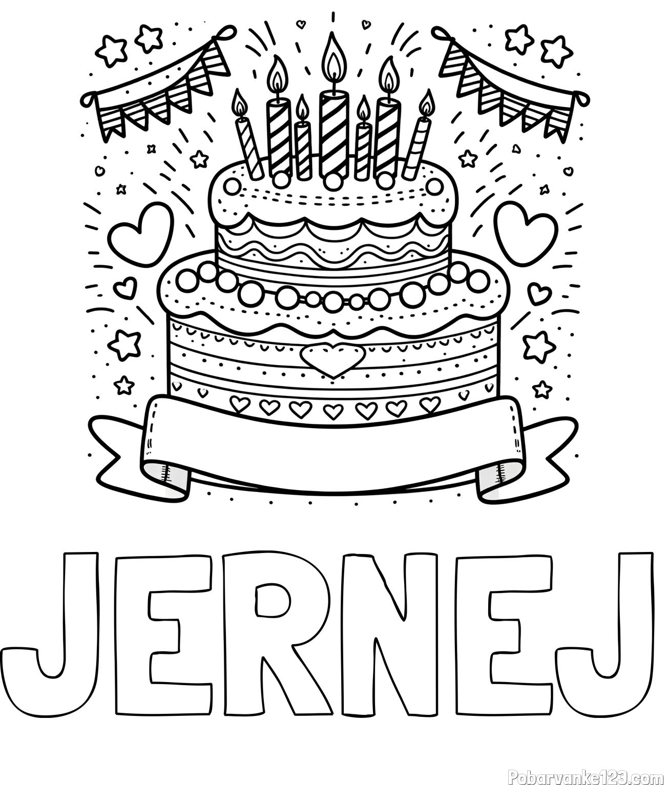 Pobarvanka imena JERNEJ in pobarvanka velike torte za rojstni dan