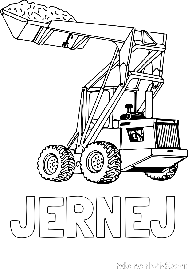 Pobarvanka imena JERNEJ in pobarvanka velikega traktorja