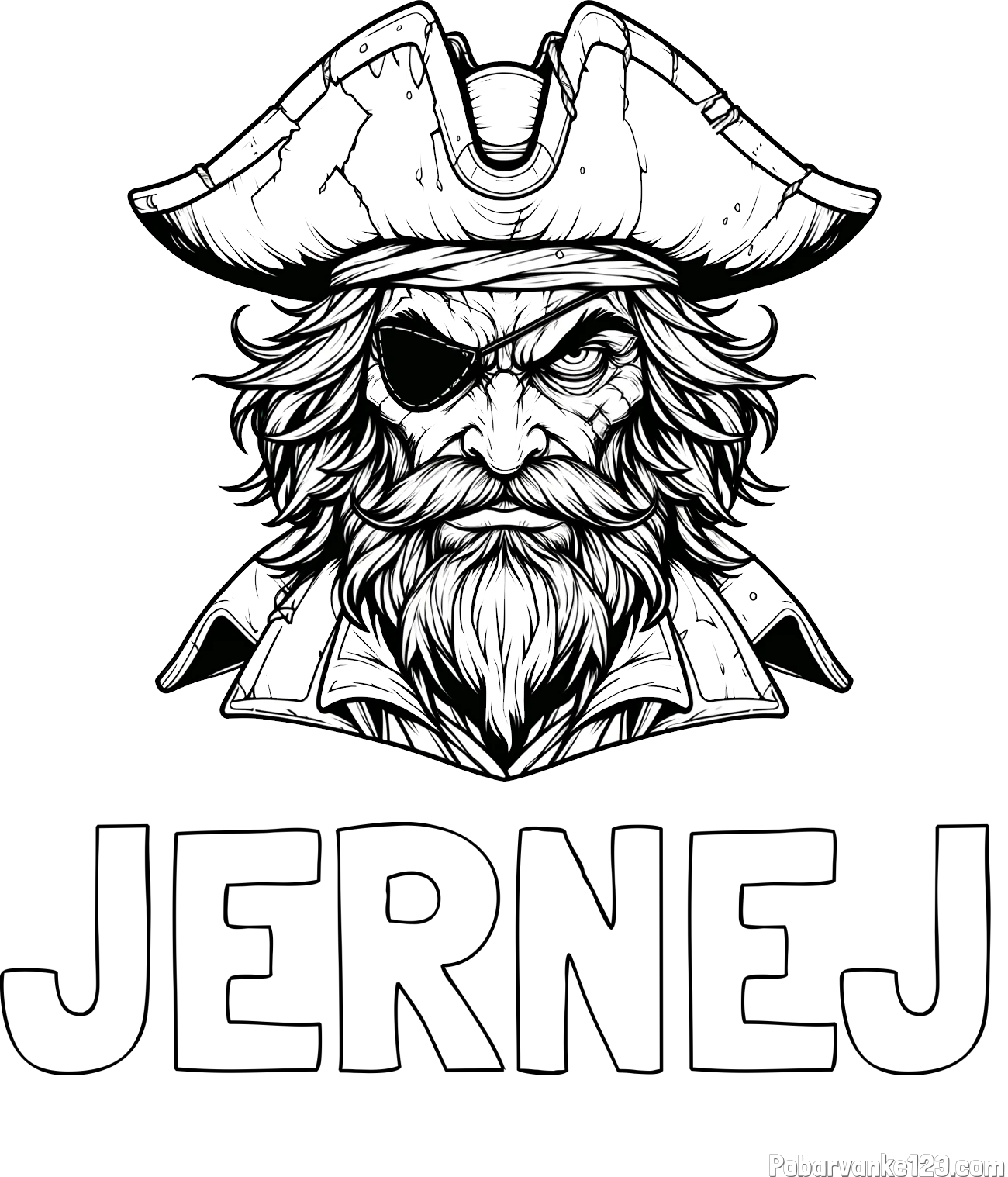 Pobarvanka imena JERNEJ in pobarvanka zlobnega gusarja