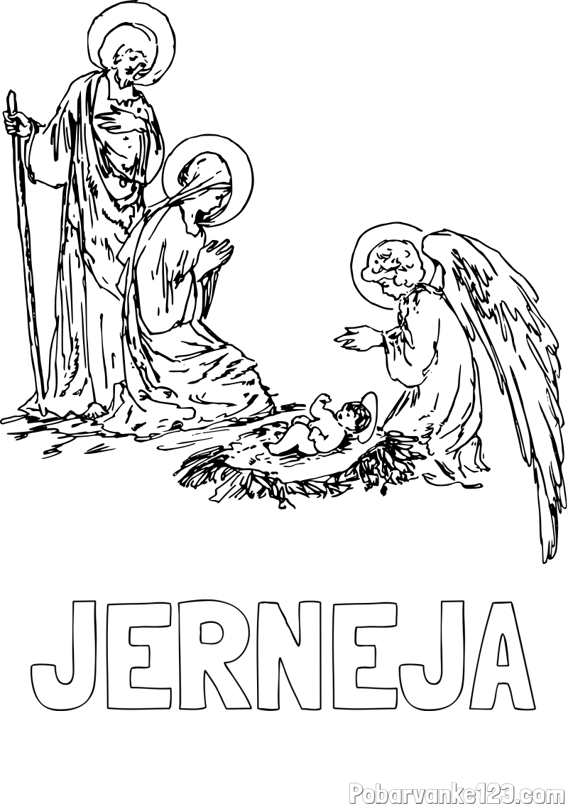 Pobarvanka imena JERNEJA in pobarvanka angela in Jezusa