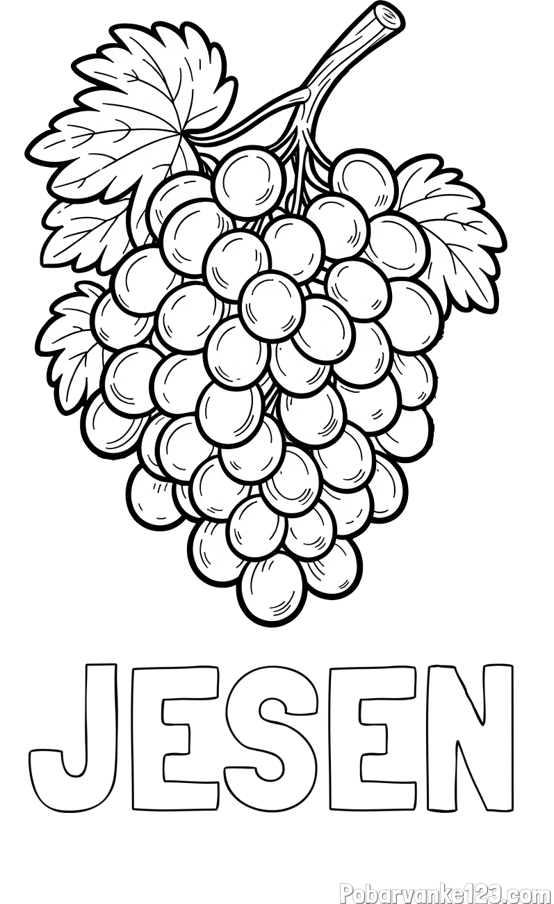 Pobarvanka imena JESEN in pobarvanka velikega grozdja