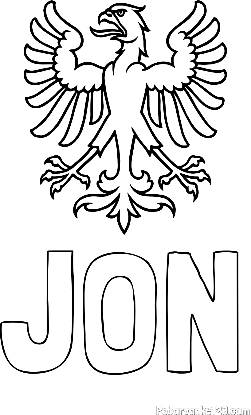 Pobarvanka imena JON in otroška pobarvanka orla