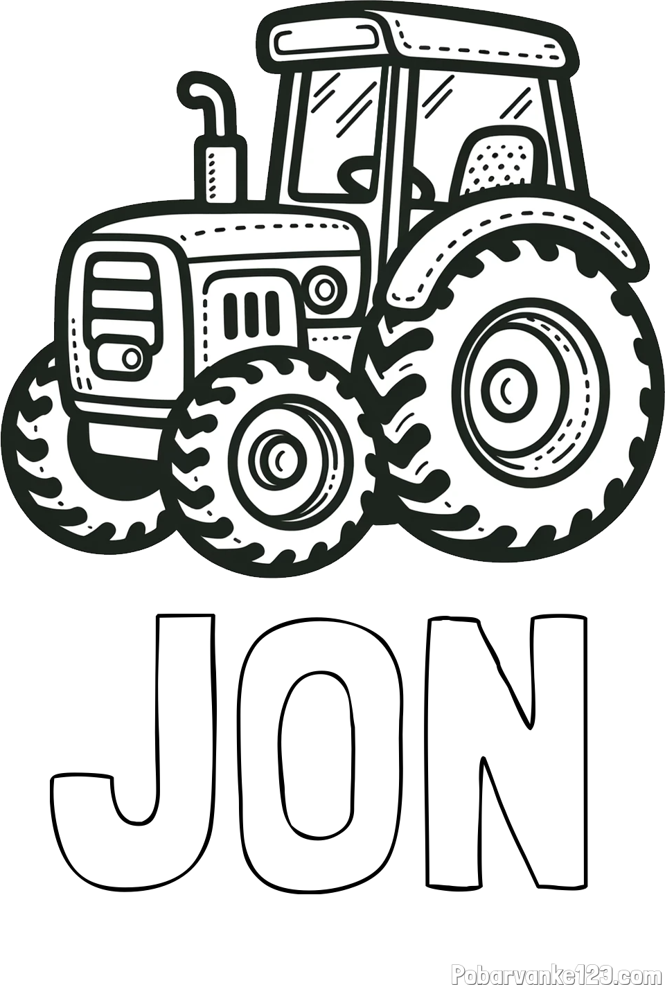 Pobarvanka imena JON in pobarvanka čudovitega traktorja
