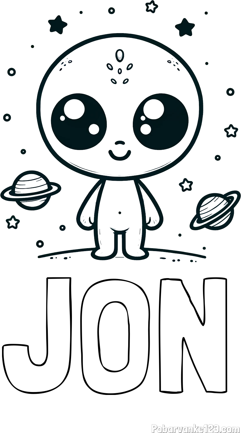 Pobarvanka imena JON in pobarvanka vesoljec