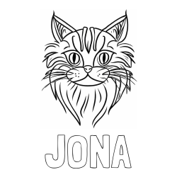 Online izdelana pobarvanka - Pobarvanka imena JONA in pobarvanka mačje glave