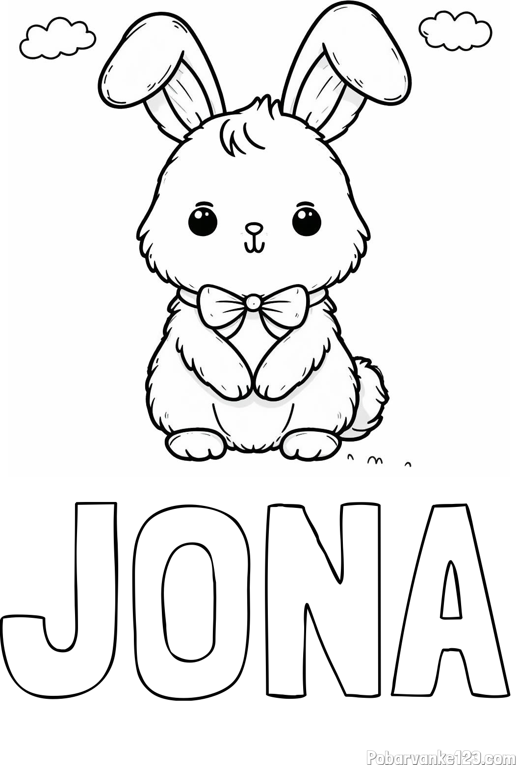 Pobarvanka imena JONA in pobarvanka prikupnega zajčka