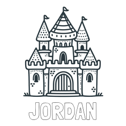 Online izdelana pobarvanka - Pobarvanka imena JORDAN in otroška pobarvanka gradu
