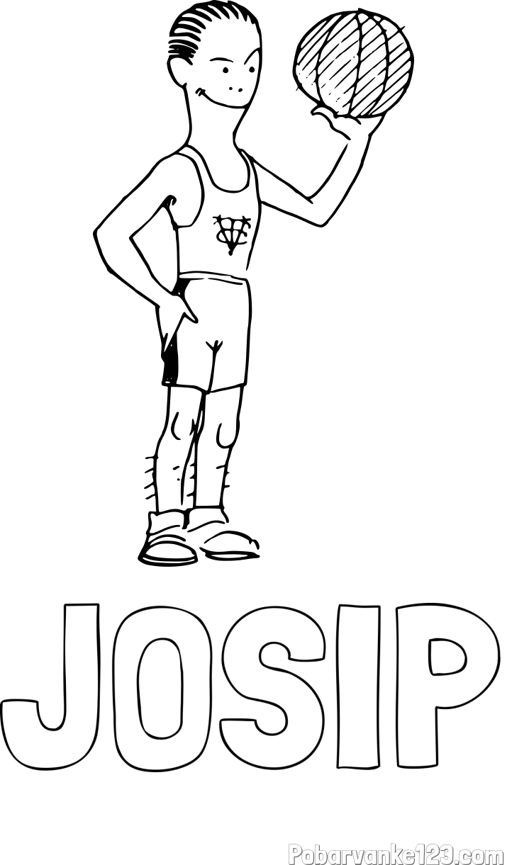 Pobarvanka imena JOSIP in pobarvanka nasmejanega košarkarja