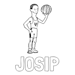 Online izdelana pobarvanka - Pobarvanka imena JOSIP in pobarvanka nasmejanega košarkarja