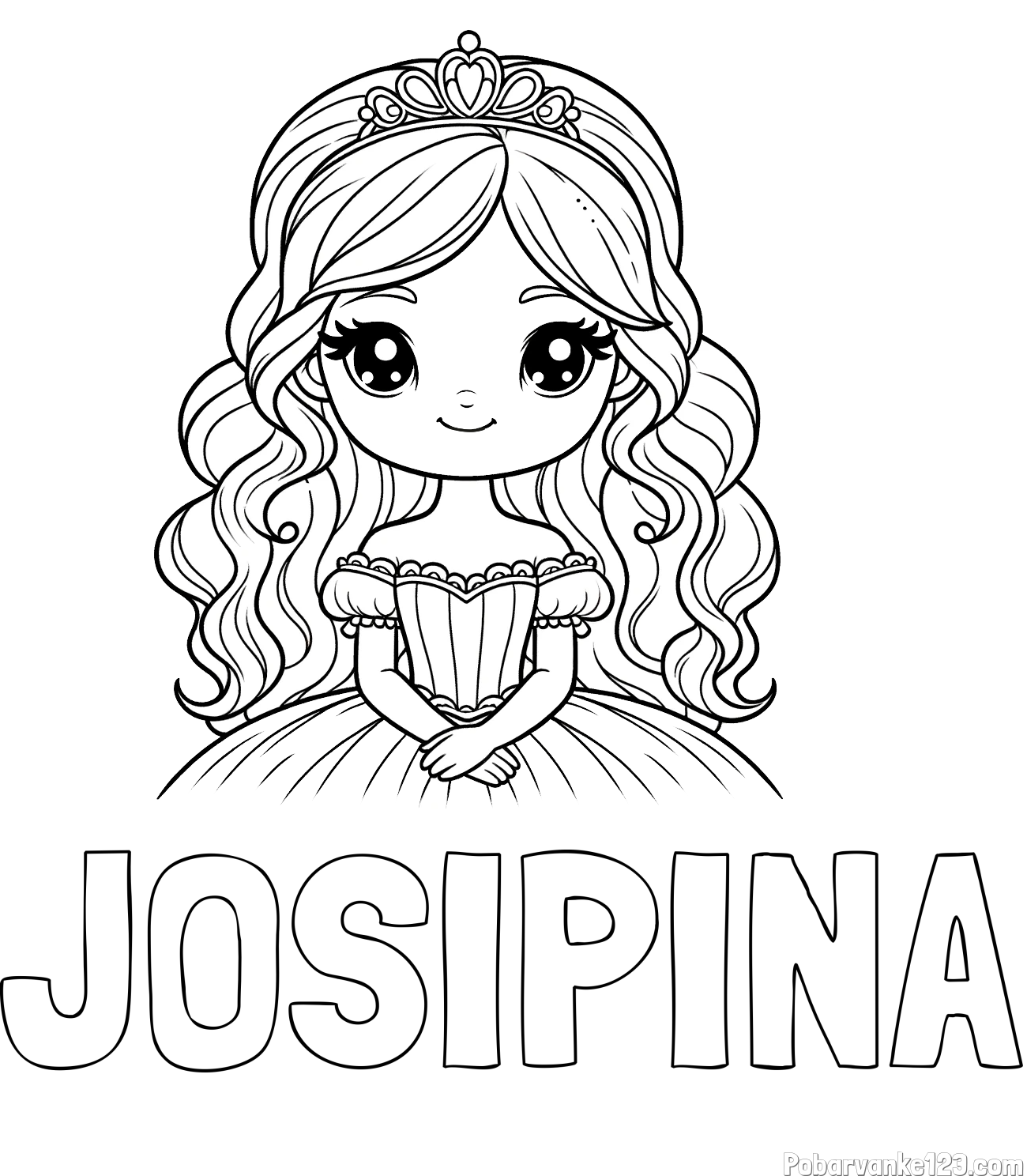 Pobarvanka imena JOSIPINA in pobarvanka ljubke princese