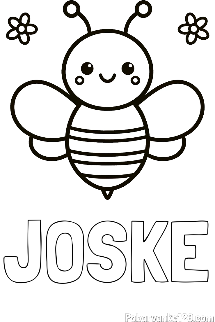 Pobarvanka imena JOŠKE in otroška pobarvanka čebele