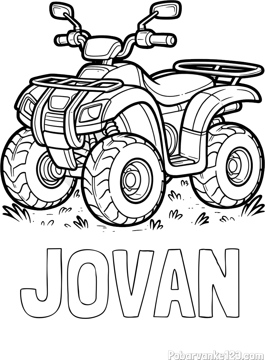 Pobarvanka imena JOVAN in pobarvanka velikega štirikolesnika