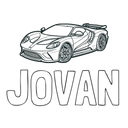 Pobarvanka imena JOVAN in Športni avtomobil