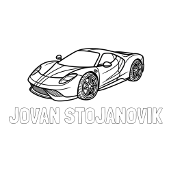 Online izdelana pobarvanka - Pobarvanka imena JOVAN STOJANOVIK in pobarvanka dirkalnega avtomobila