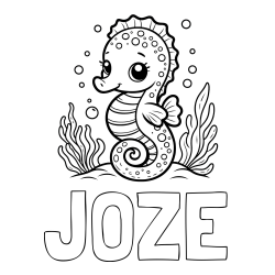 Online izdelana pobarvanka - Pobarvanka imena JOŽE in pobarvanka morskega konjička