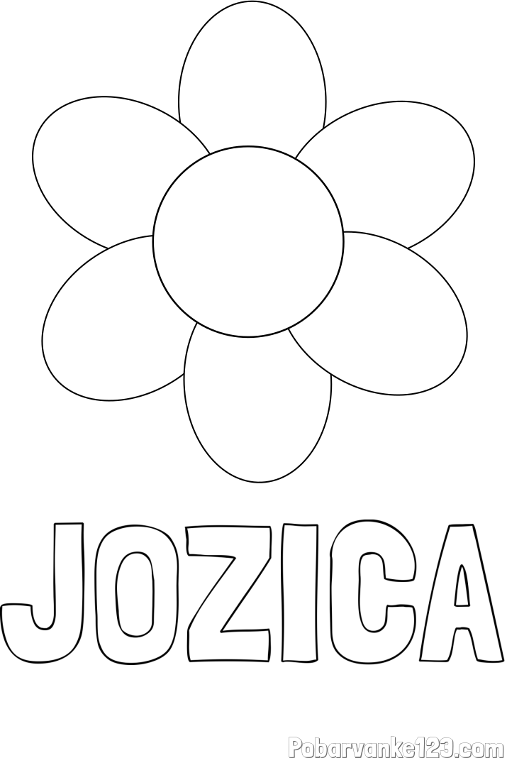 Pobarvanka imena JOŽICA in otroška pobarvanka cveta