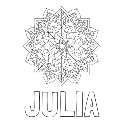 Pobarvanka imena JULIA in Čudovita pobarvanka mendale