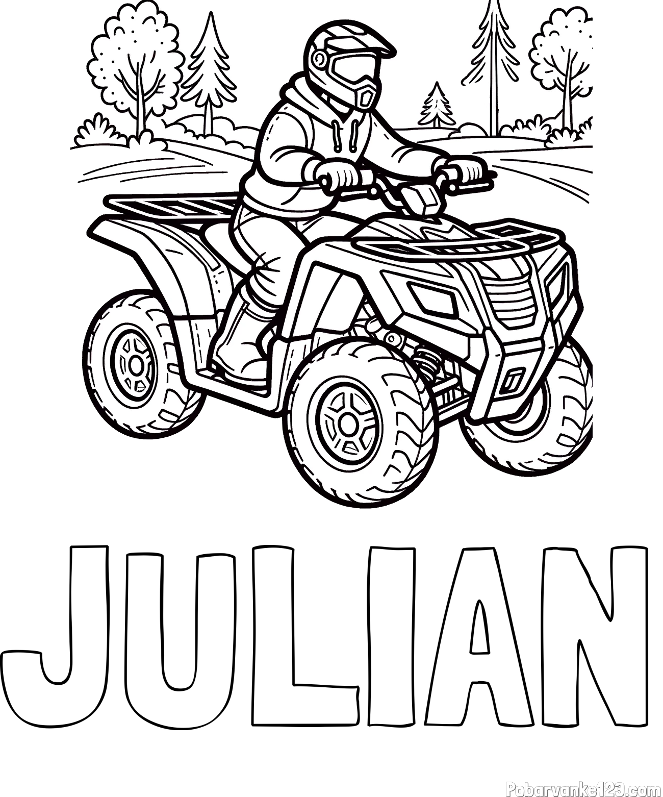 Pobarvanka imena JULIAN in pobarvanka motorista na štirikolesniku