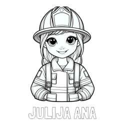 Online izdelana pobarvanka - Pobarvanka imena JULIJA ANA in pobarvanka ljubke gasilke
