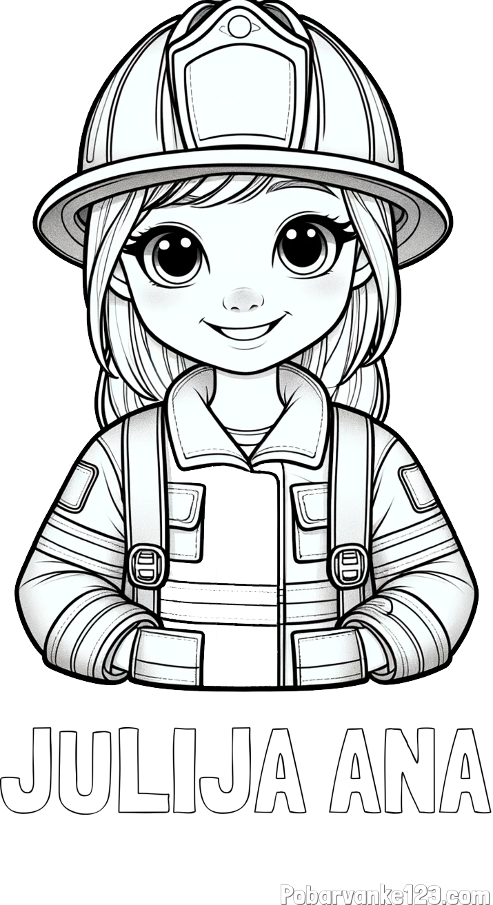 Pobarvanka imena JULIJA ANA in pobarvanka ljubke gasilke