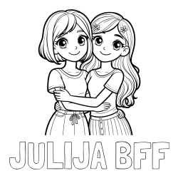 Pobarvanka imena JULIJA BFF in pobarvanka ljubkih prijateljic