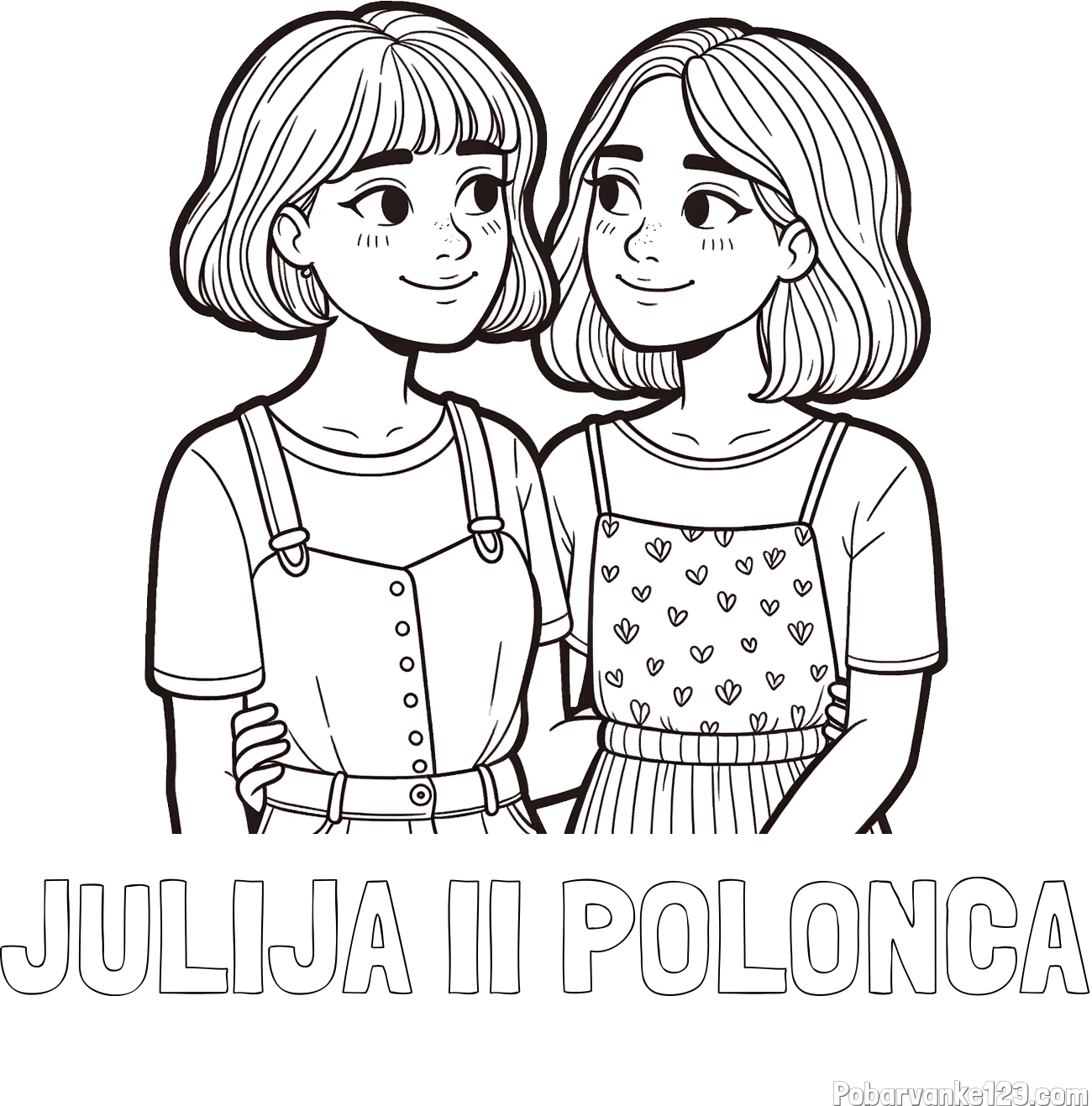 Pobarvanka imena JULIJA II POLONCA in pobarvanka dveh najboljših prijateljic