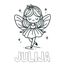 Pobarvanka imena JULIJA in enostavna pobarvanka čarobne vile