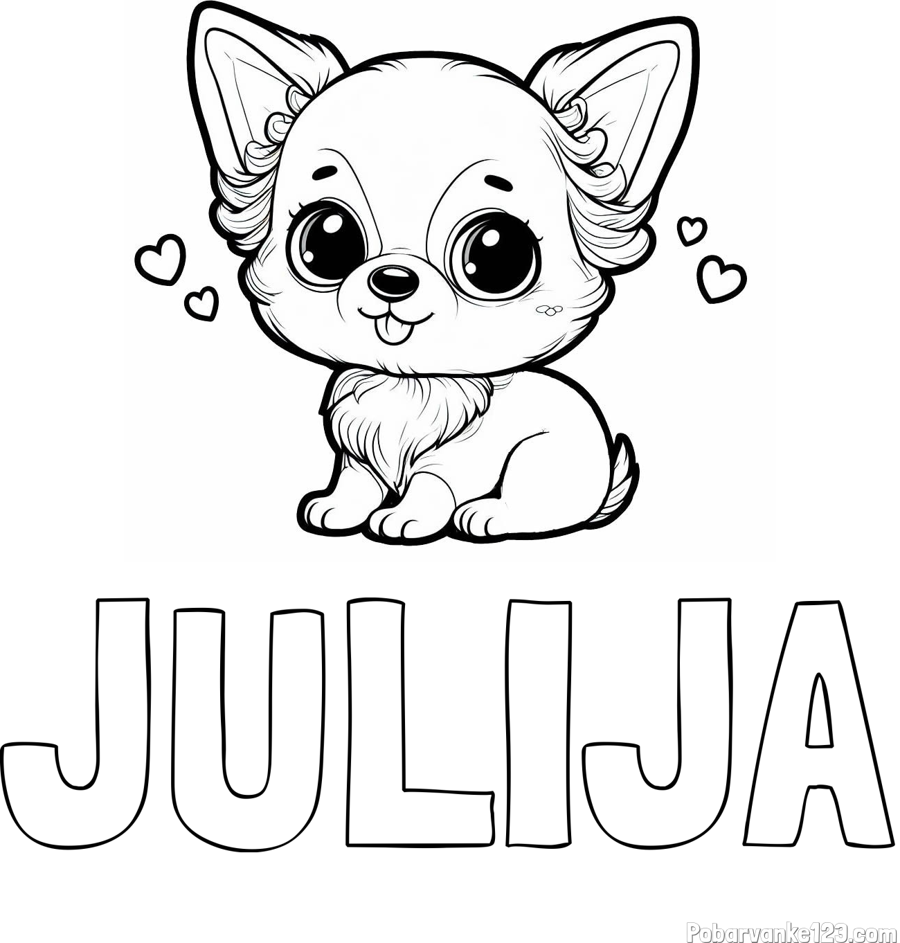 Pobarvanka imena JULIJA in pobarvanka čivave