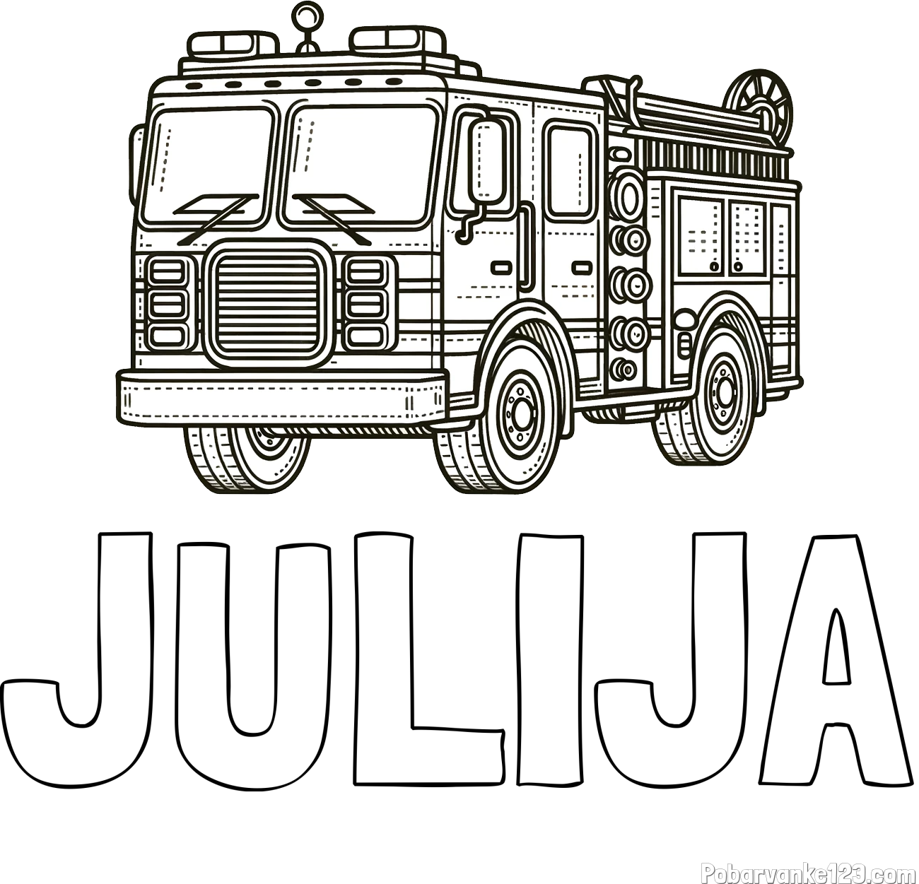Pobarvanka imena JULIJA in pobarvanka gasilskega avta