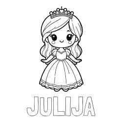 Pobarvanka imena JULIJA in pobarvanka ljubke princeske