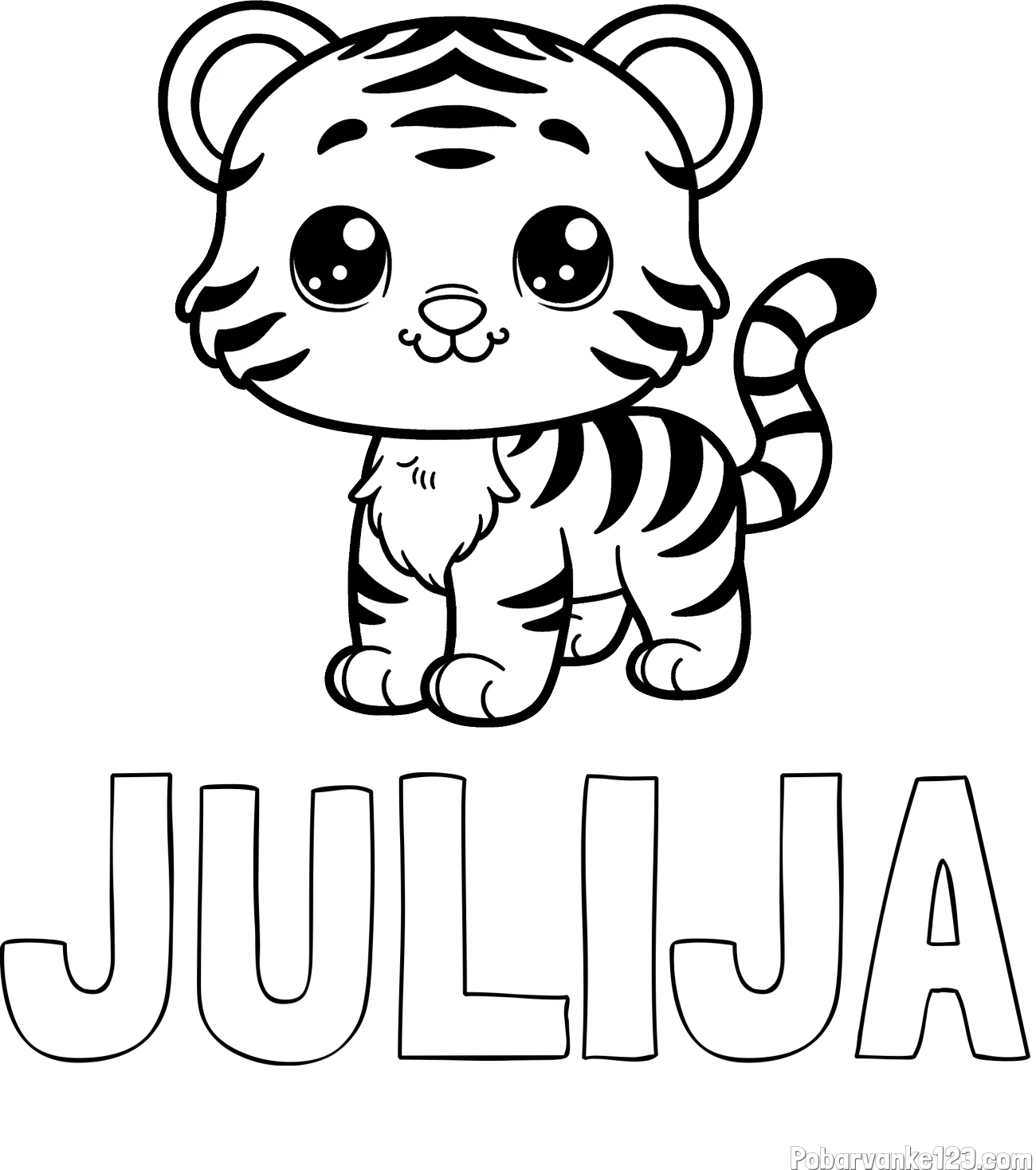 Pobarvanka imena JULIJA in pobarvanka ljubkega tigrčka