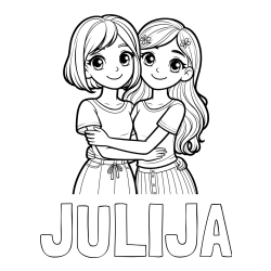 Pobarvanka imena JULIJA in pobarvanka ljubkih prijateljic