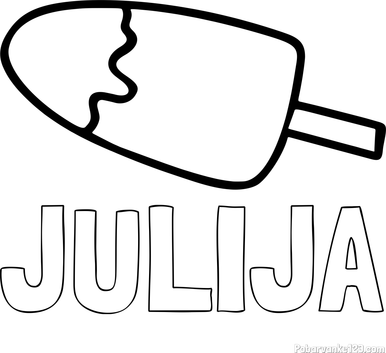 Pobarvanka imena JULIJA in pobarvanka lučke (sladoled na palčki)