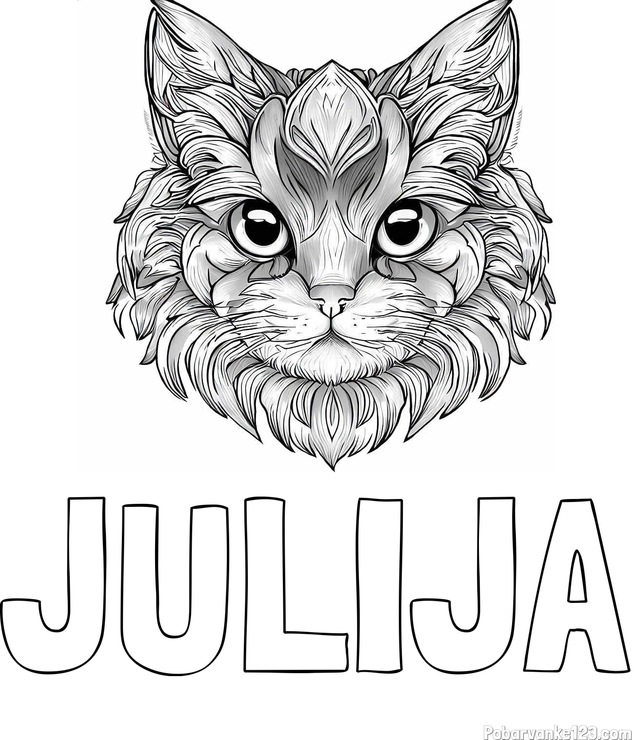 Pobarvanka imena JULIJA in pobarvanka mačke