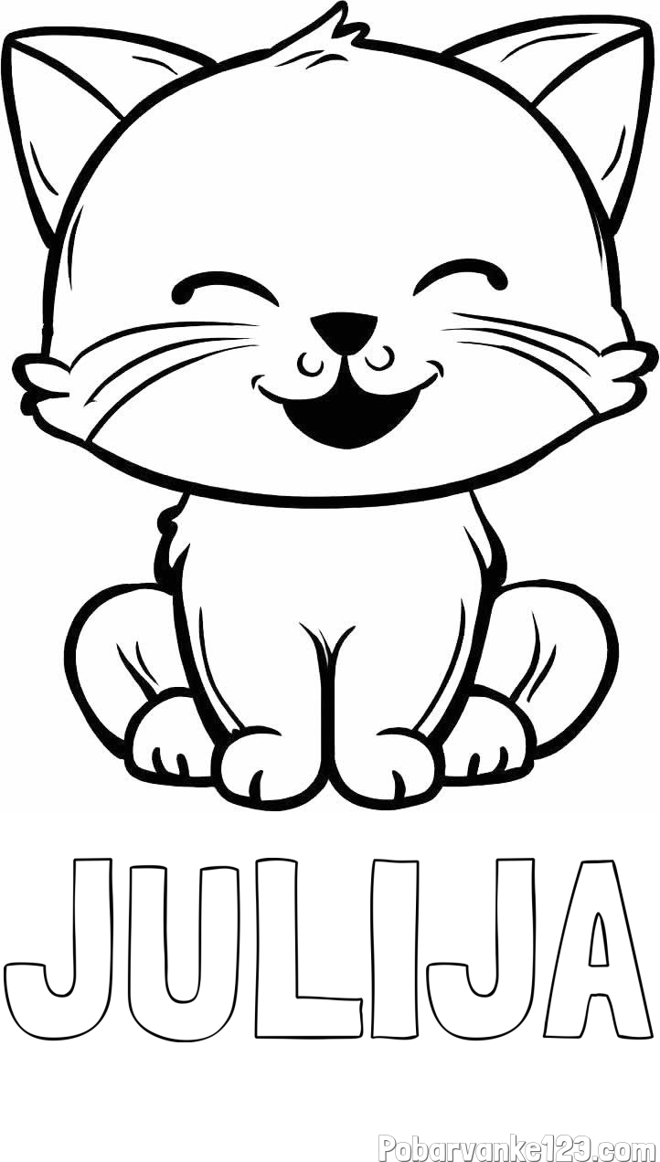 Pobarvanka imena JULIJA in pobarvanka prikupne mačke