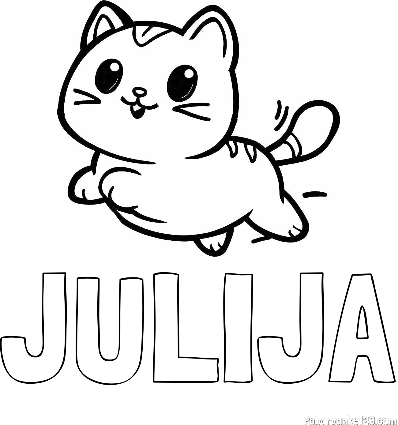 Pobarvanka imena JULIJA in pobarvanka prikupne mačke med tekom