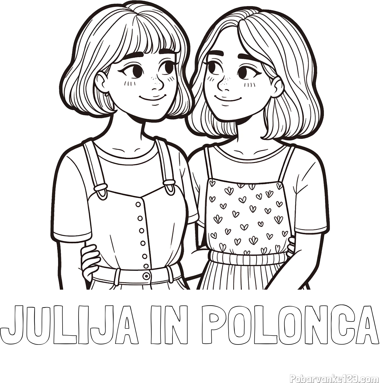 Pobarvanka imena JULIJA IN POLONCA in pobarvanka dveh najboljših prijateljic