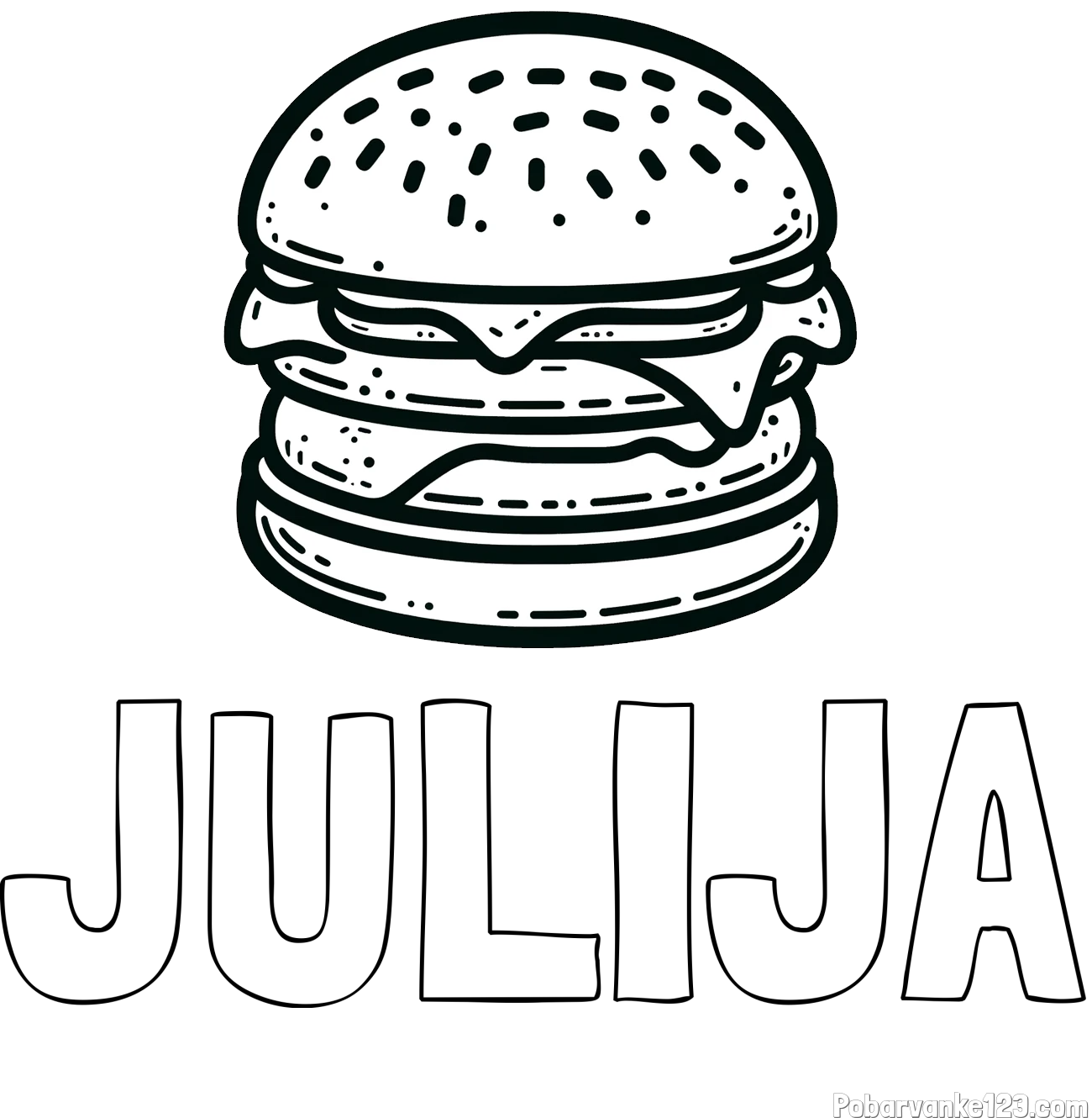 Pobarvanka imena JULIJA in preprosta pobarvanka hamburgerja