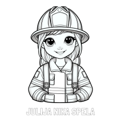 Pobarvanka imena JULIJA NIKA ŠPELA in pobarvanka ljubke gasilke