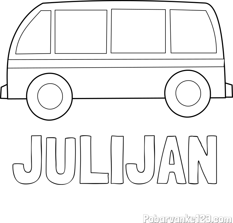 Pobarvanka imena JULIJAN in avtobus
